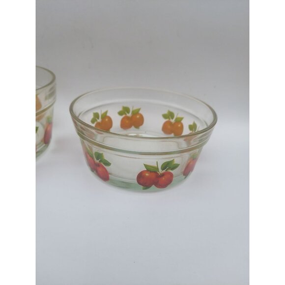 4 Vintage Glass Graduated Bowls Apple Design - Picture 4 of 5